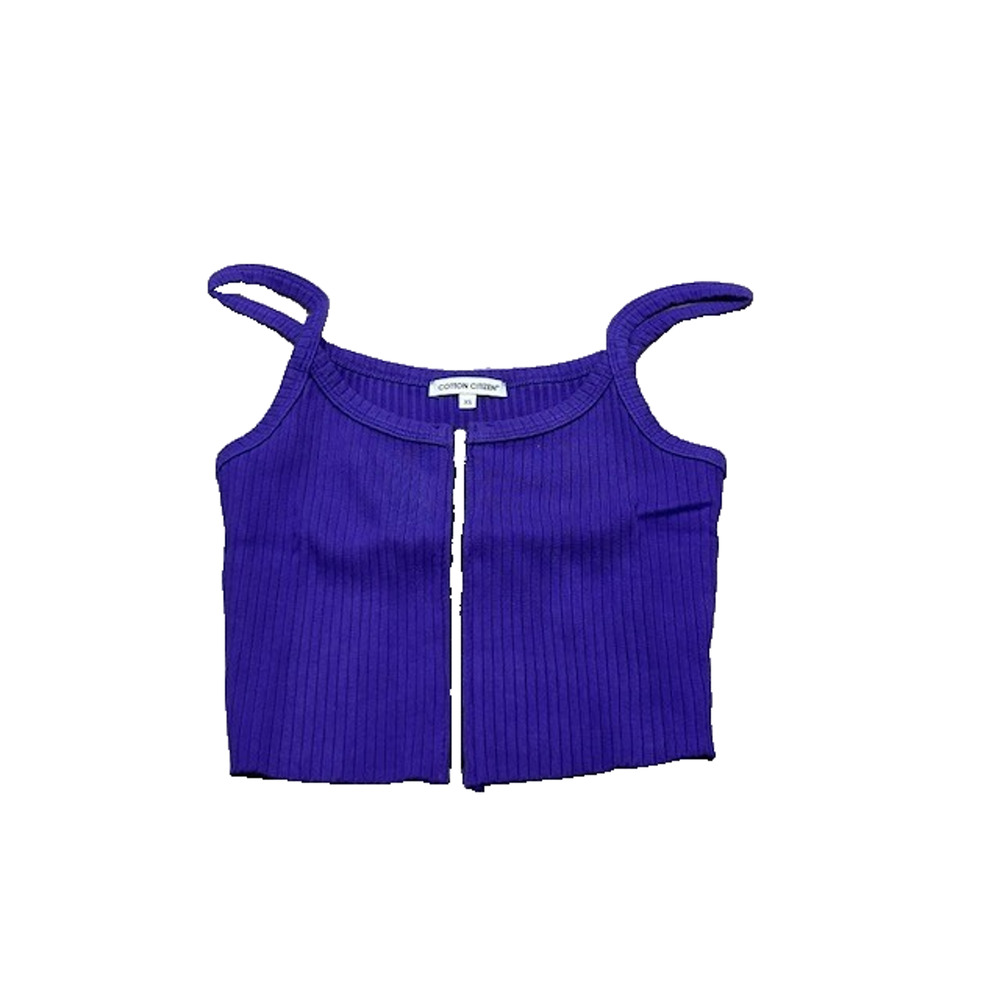 Cotton Citizen Womens Ibiza Ribbed Tank Top Zipper Front Purple Size XS NWOT